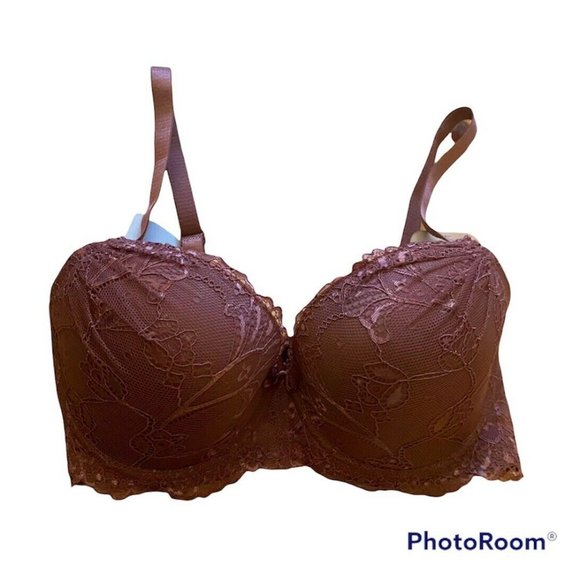 New Rene Rofe 36D Lightly Padded Bra Lace Lacy Purple Red Carpet Ready - Picture 1 of 4